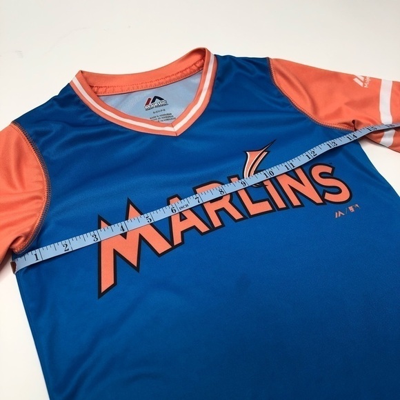 MIAMI Marlins Youth Baseball Team Jersey Blue & Orange Baseball Team T-Shirt Top - Picture 12 of 13